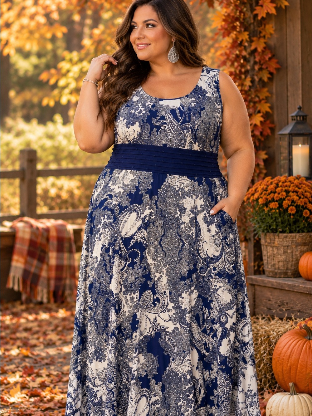 Perceptions Black and White Paisley Sleeveless Maxi Dress